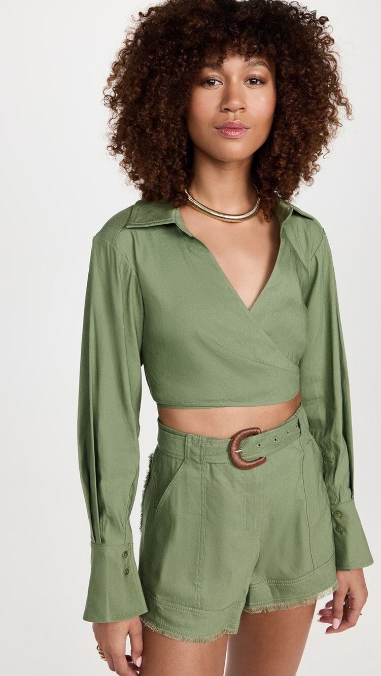 SIMKHAI Sonoma Wrap Top - 6 - Verde